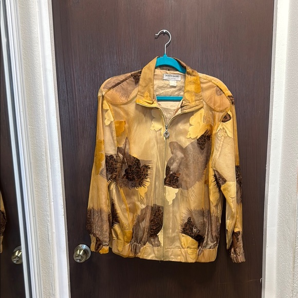 ASOS Jackets & Blazers - ASOS Brown and Tan Bomber Jacket with Artistic Pattern